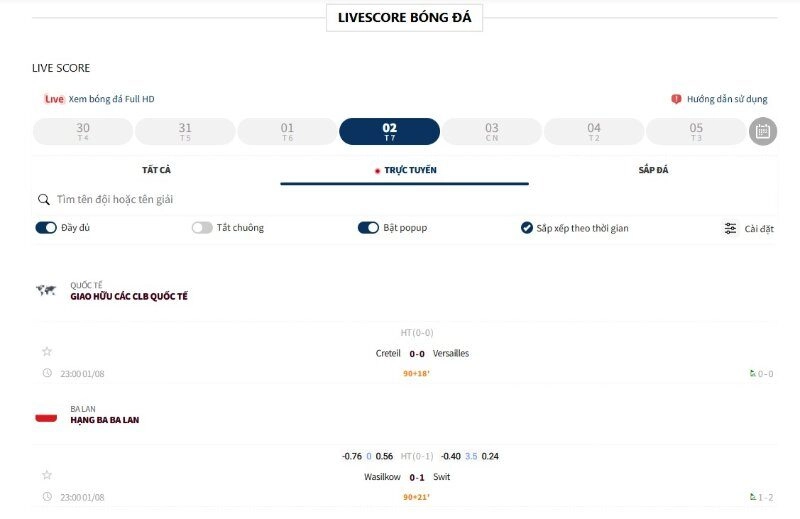Livescore Keonhacai5